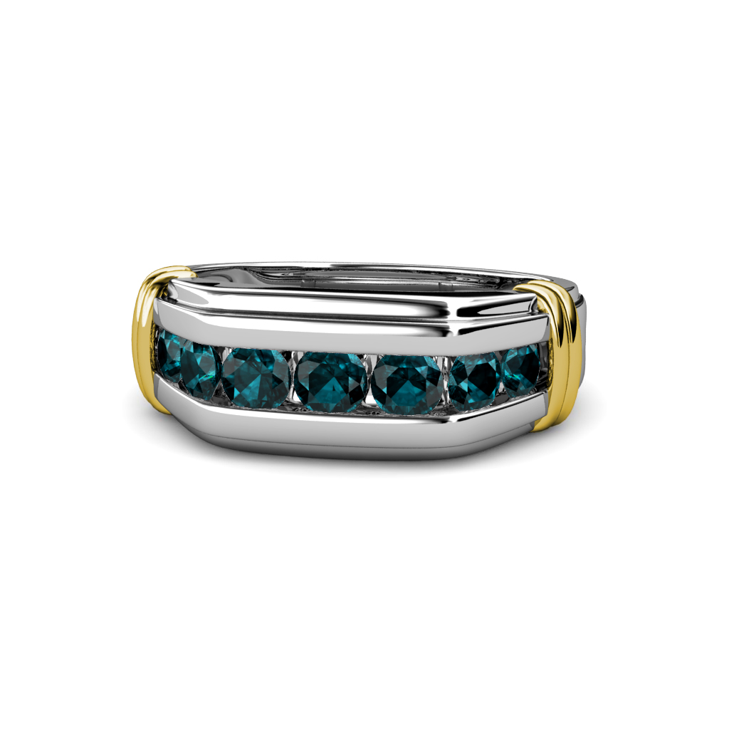 Brad London Blue Topaz 7 Stone Men Wedding Ring (8.5 mm) 